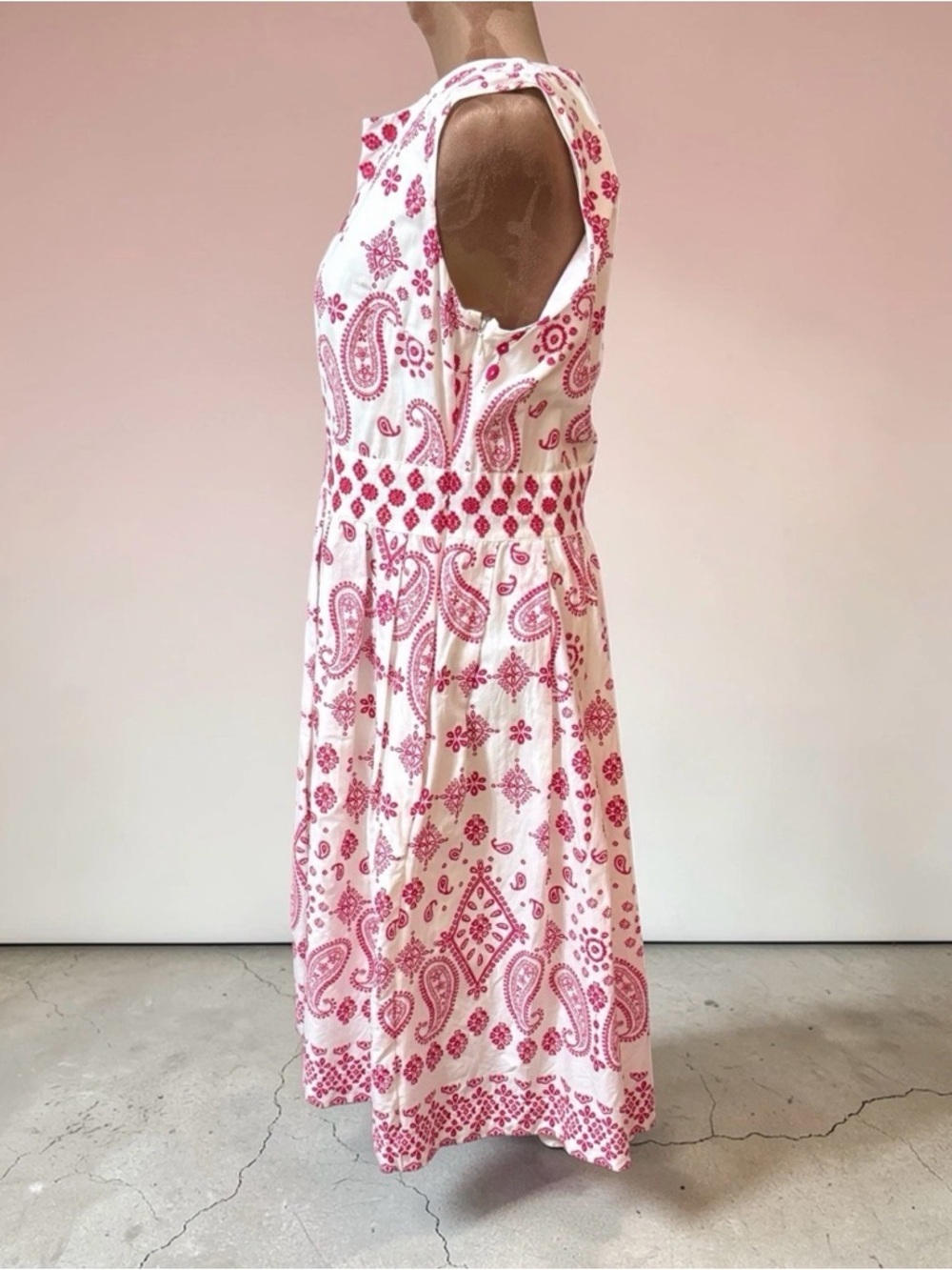 Talbots White Midi Dress with Red Paisley Print - Picture 3 of 6